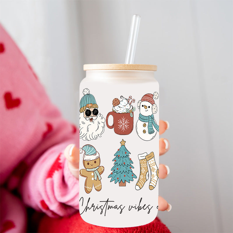 Wholesale Christmas trees of various colors 16oz Cup UV DTF Wraps