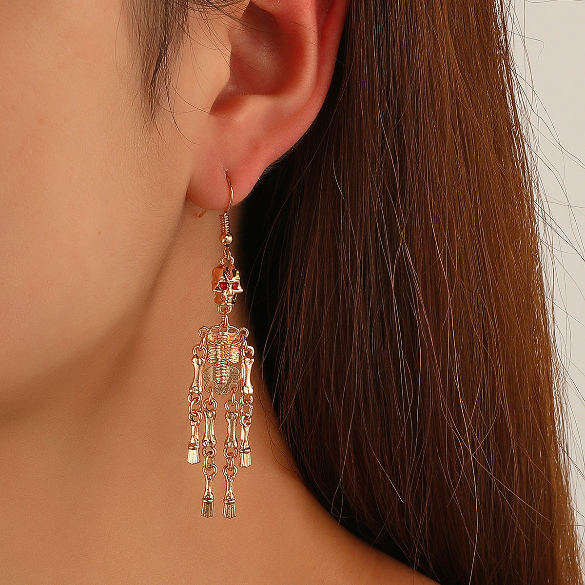 Wholesale Halloween Retro Exaggerated Gothic Horror Skull Heart Alloy Earrings