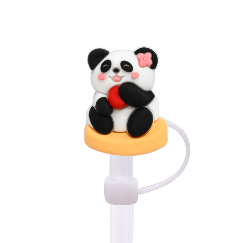 Wholesale Random 100pcs10MM cute panda dust plug DIY cup straw accessories
