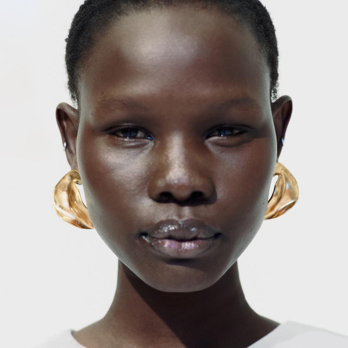 Wholesale Irregular Retro Geometric Flower Bud Metal Earrings