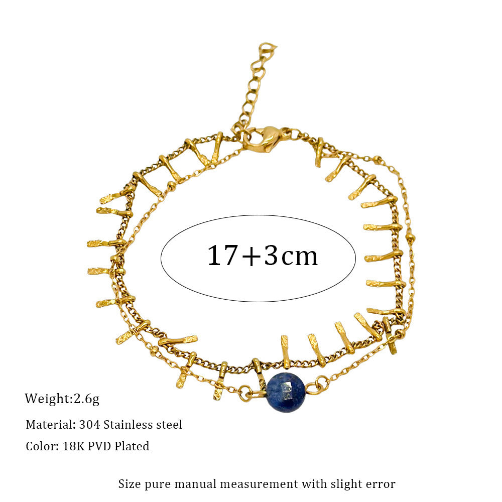 Wholesale Lapis Lazuleus Bracelet Design  Titanium Steel Bracelets Gold Plated Hand Jewelry