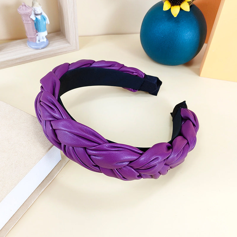 Wholesale PU leather braided braid headband hair pressing non-slip fashionable all-match headband