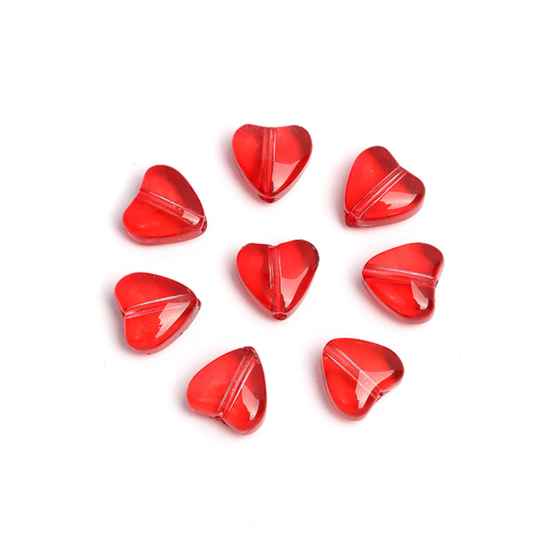 Wholesale 100pcs Heart-shaped Glass 8mm Straight Hole Jelly Colored Peach Heart DIY Beads