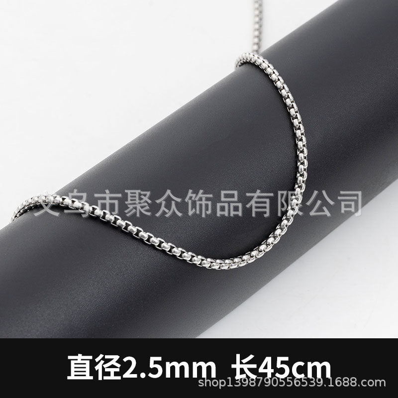 Wholesale 2.5mm stainless steel square pearl chain necklace