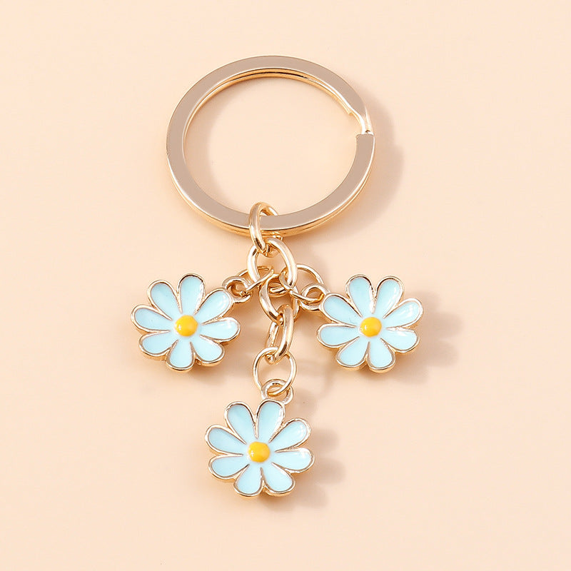 Wholesale Daisy Metal Keychain Flower Accessories Pendant