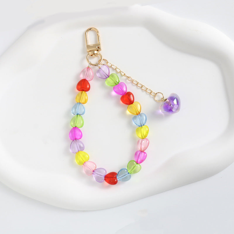Llaves acrílicos de corazones coloridos con cuentas al por mayor