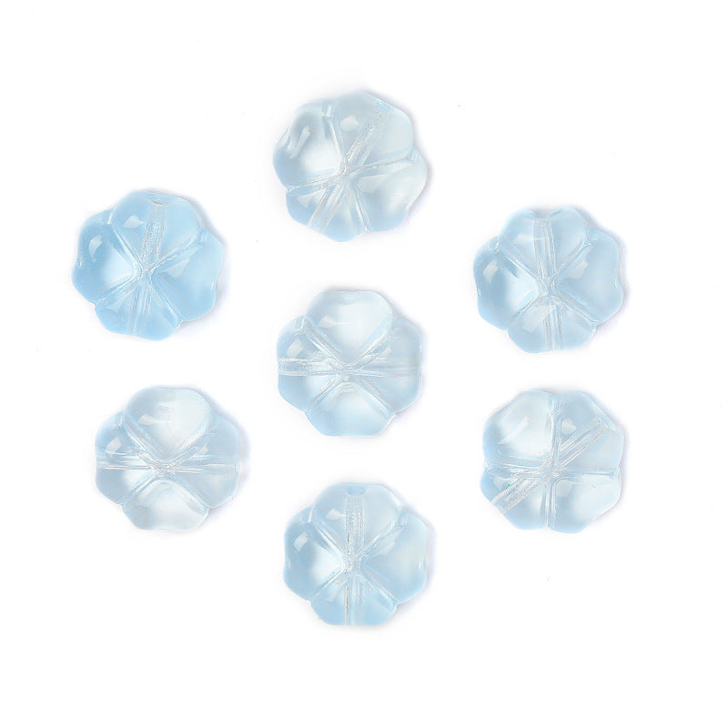 Wholesale 100pcs 10mm Crystal Glass Clover Jelly Color Straight Hole Glass DIY Beads