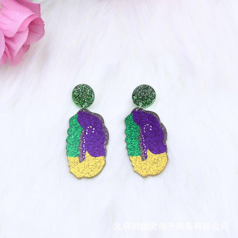 Wholesale Star Mask Carnival Acrylic Earrings