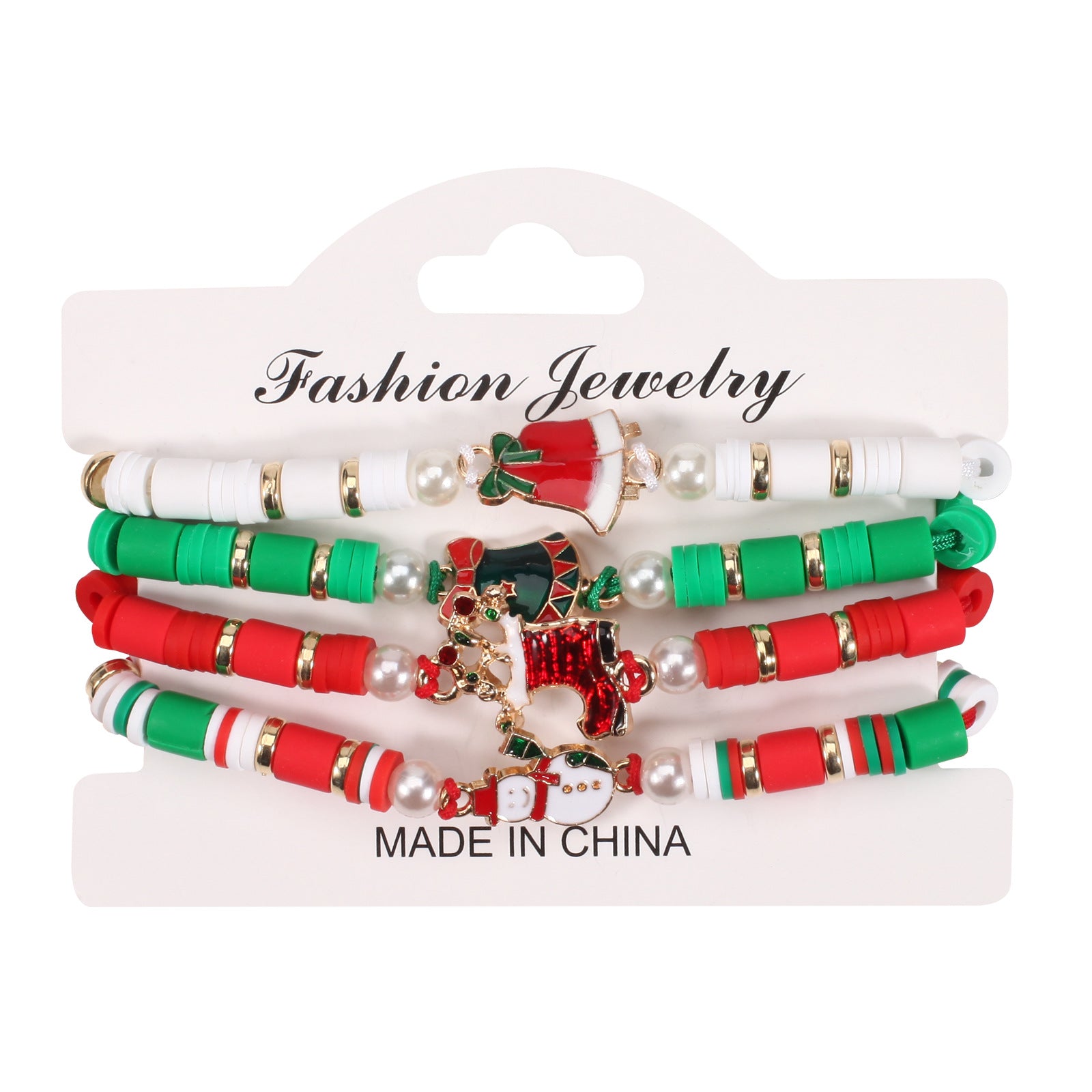 Wholesale Christmas Woven Adjustable Snowman Christmas Tree Old Man Deer Antler Bracelet