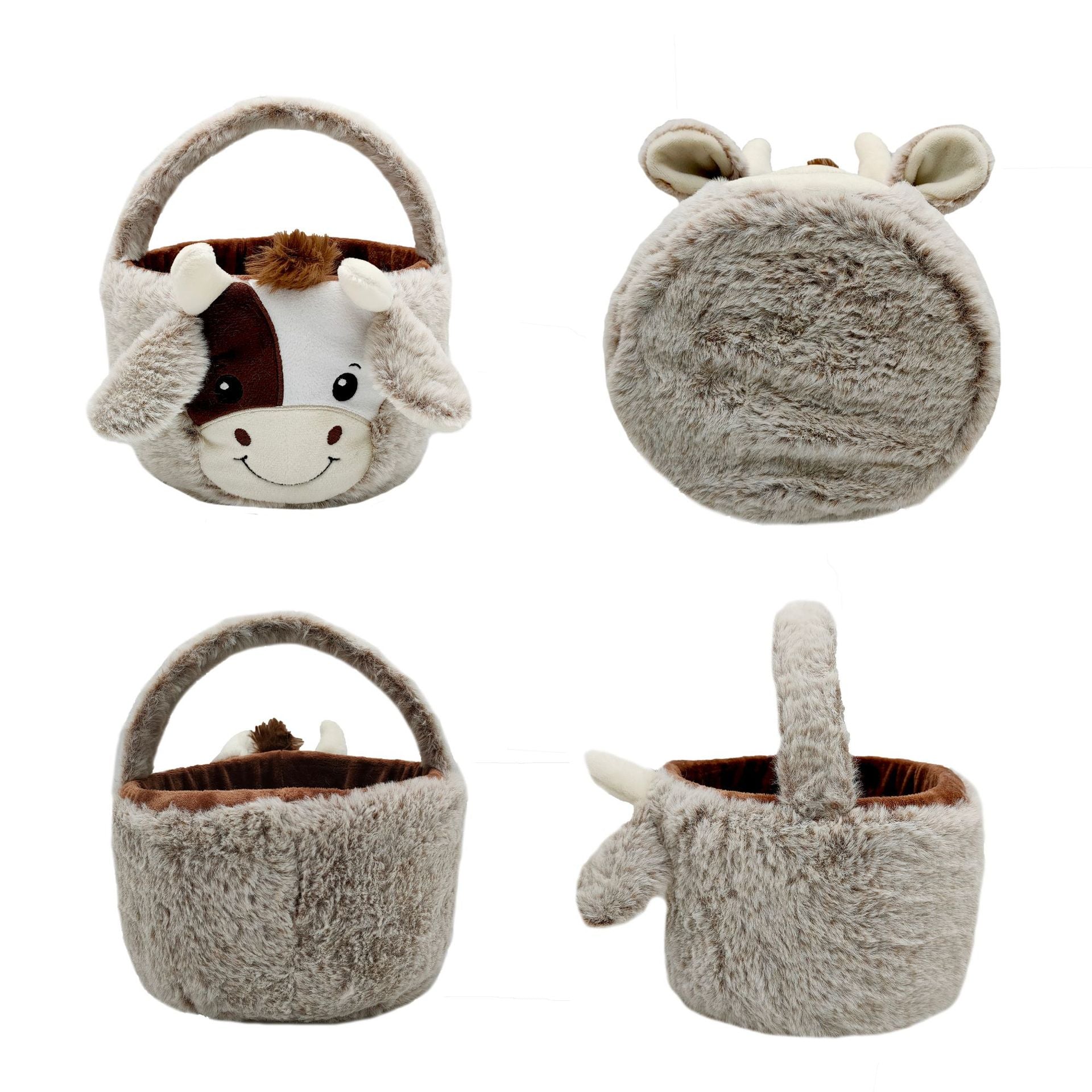 Wholesale Plush Cow Baskets and Handbags