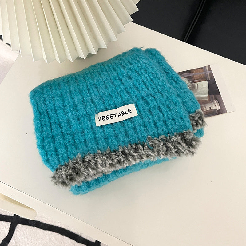 Wholesale Soft Thickened Pink Knitted Wool Scarf