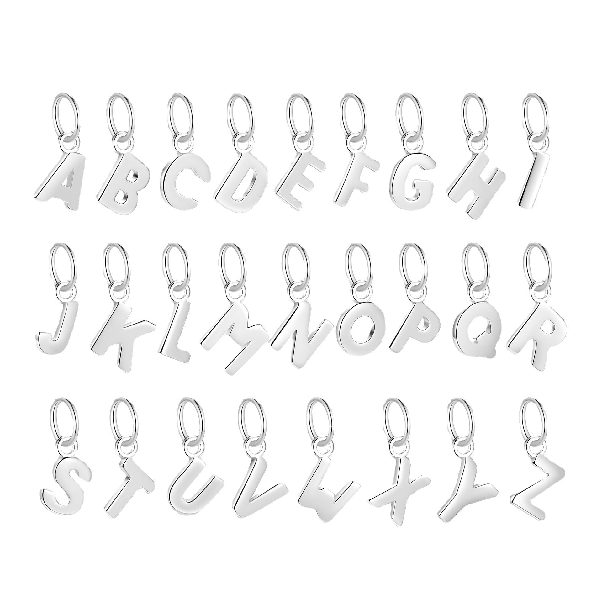Silver Sterling al por mayor 26 Accesorios de llavero de alfabeto inglés