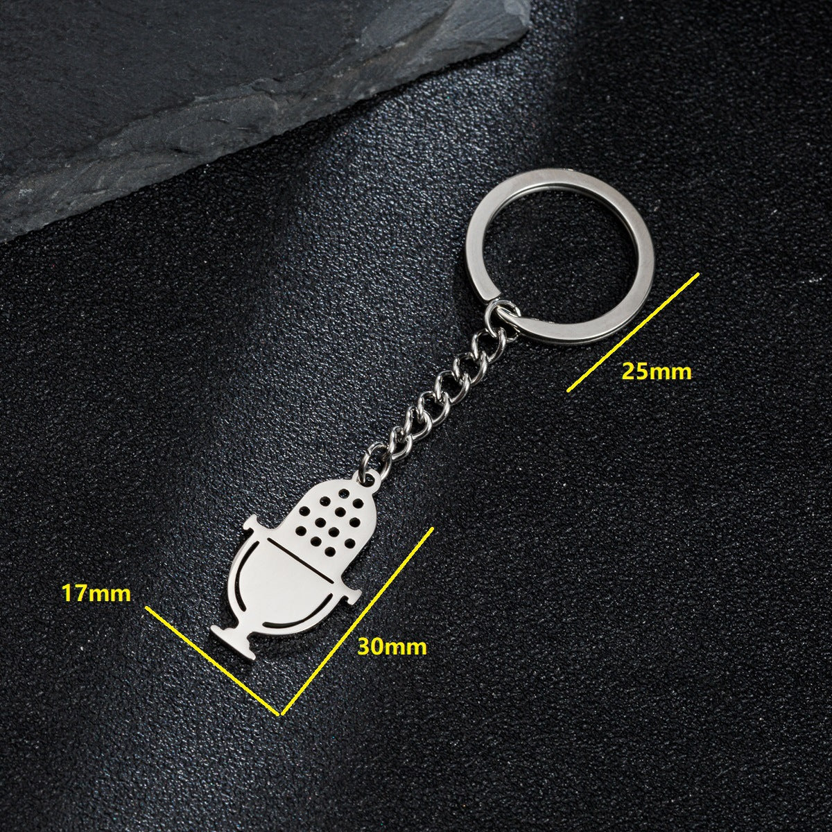 Wholesale Stainless Steel Mini Simulation Microphone Keychain
