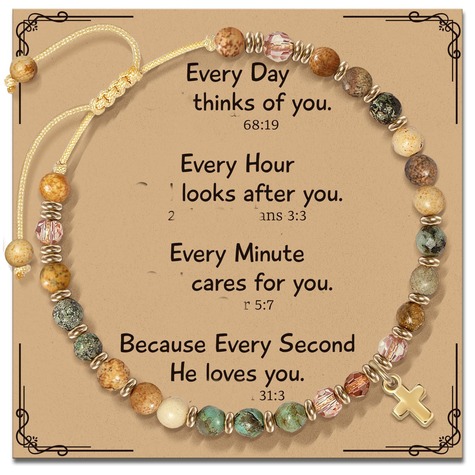 Wholesale Trendy Natural Stone Cross Pendant Bracelet For Women Handmade Beaded Jewelry Gift For Boutique Resale