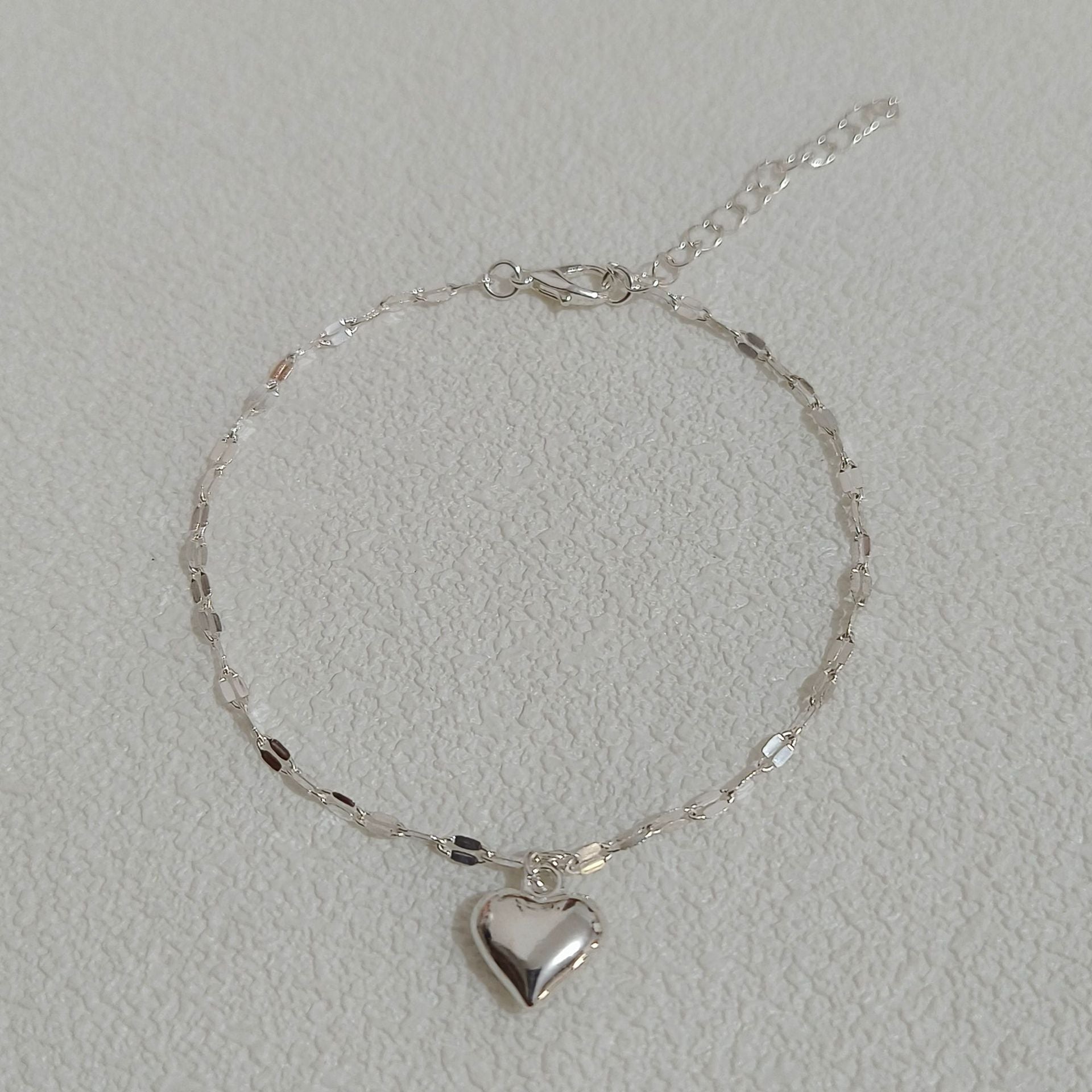 Wholesale Heart Pendant Necklace And Bracelet Set Chic Silver Tone Water Wave Chain Jewelry For Women Gift