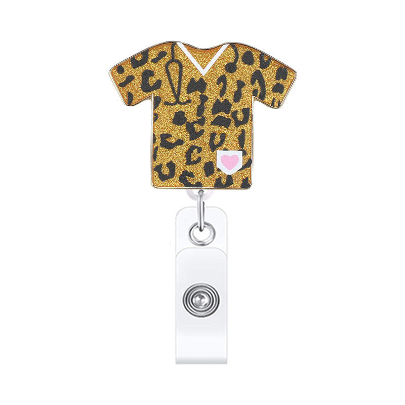 Wholesale Leopard Print Medical Stethoscope Badge Scroll Retractable ABS Keychain