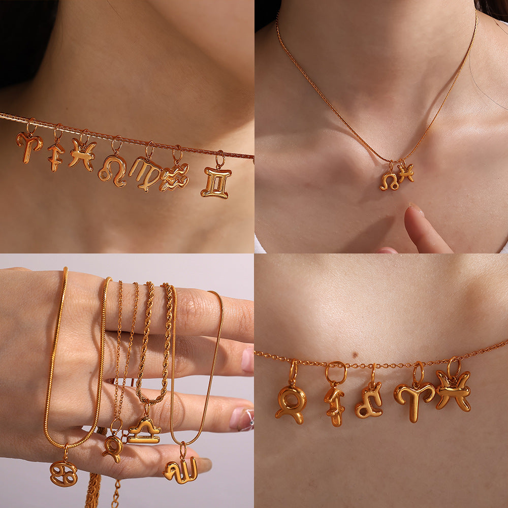 Wholesale Stainless steel twelve zodiac necklace pendant accessories