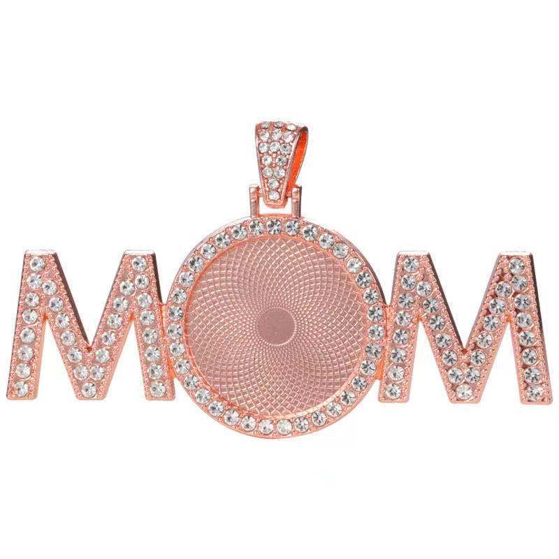 Wholesale 50pcs Alloy Sublimation Jewelry Blanks Diy Movable Head Diamond Necklace Pendant