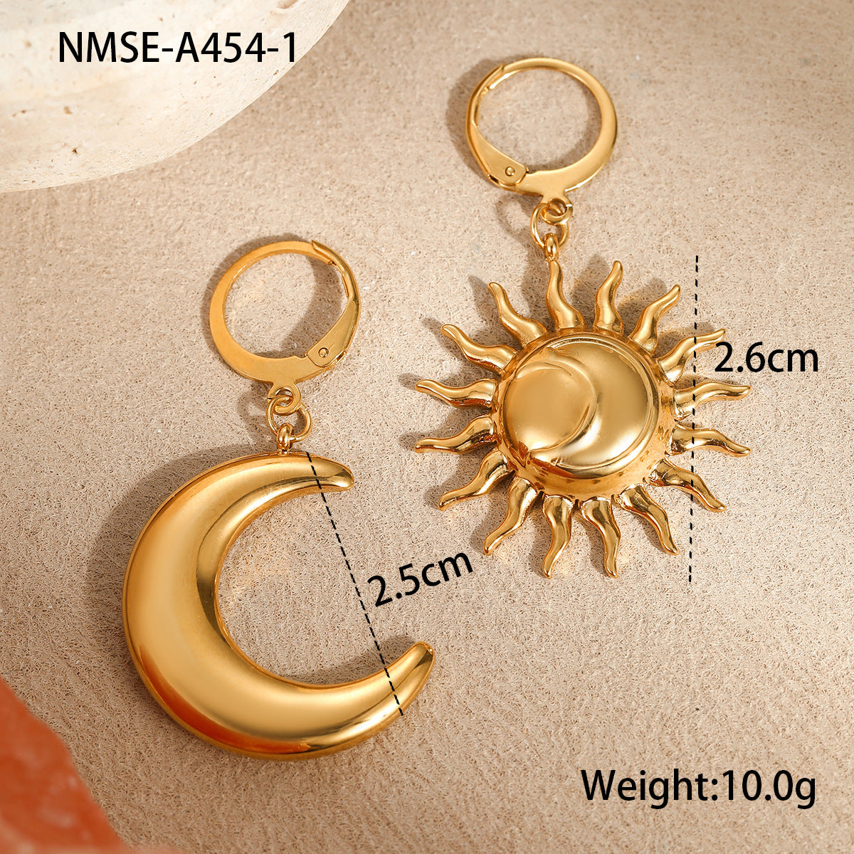 Wholesale Geometric Moon Sun Stainless Steel Earrings
