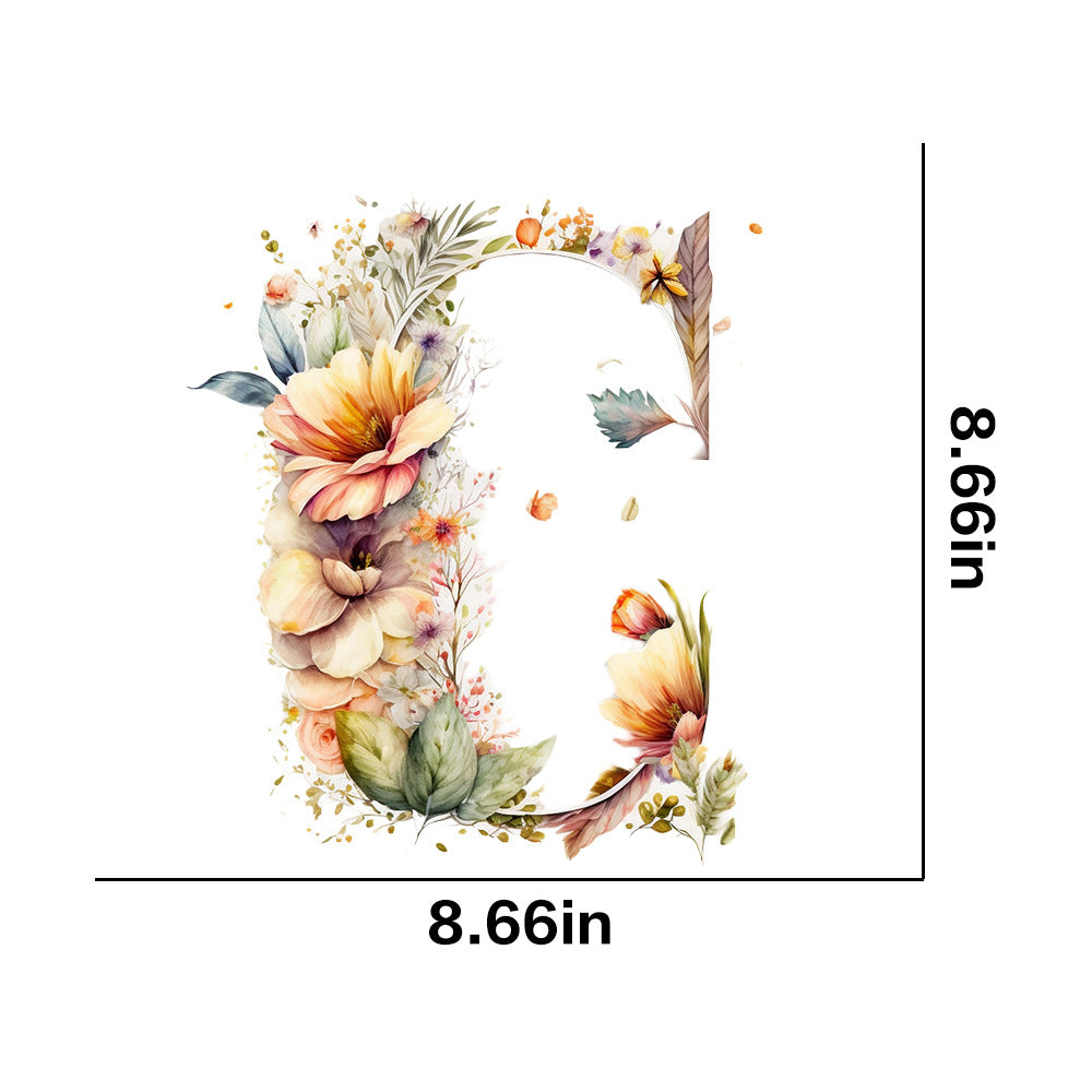 Wholesale 26 letter flower branches and leaves UV DTF Ready to Press Transfers Wraps