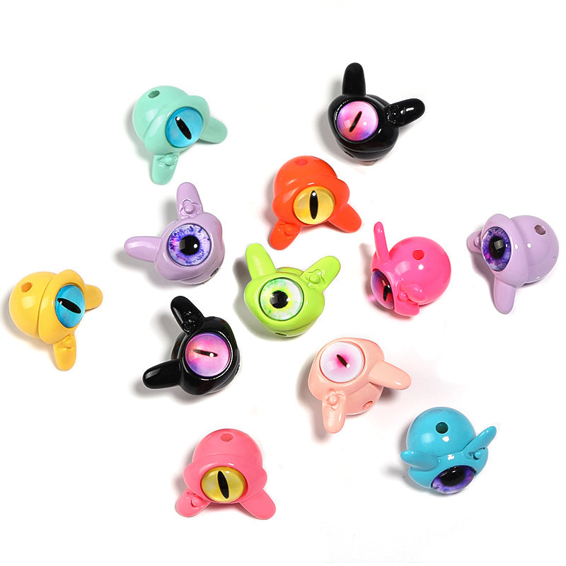 Wholesale 50pcs Dopamine One-eyed Little Monster Cat Eye Beads Devil's Eye Acrylic Diy Beads