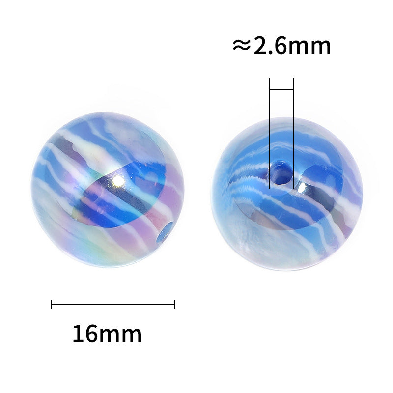 Wholesale 50pcs Imitation Marble Rock Layer Round Beads, Dual Color Striped Acrylic DIY Beads