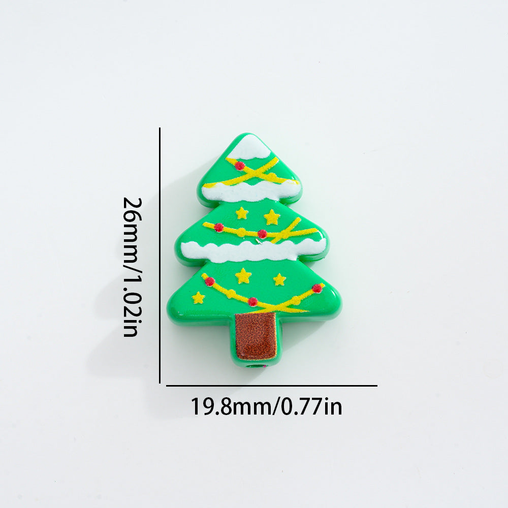 Wholesale 10pcs vertical hole color double-sided printing Christmas tree series DIY beads