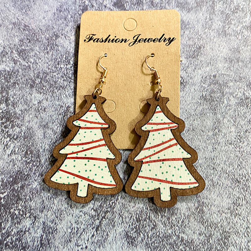 Wholesale Christmas wooden earrings classic wooden earrings