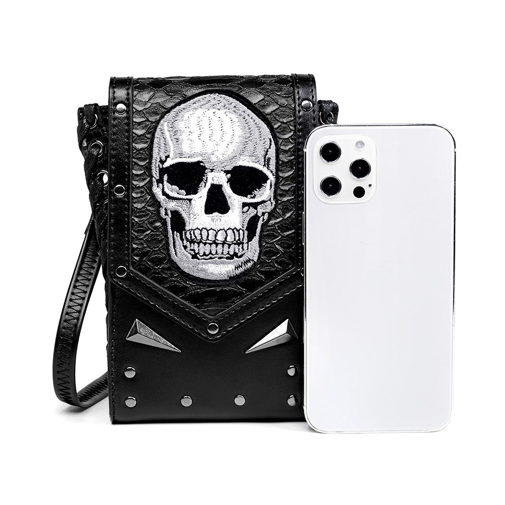Wholesale PU Outdoor Skull Motorcycle Bag Phone Bag