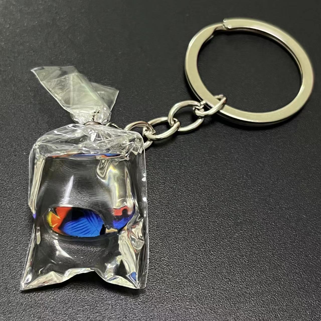 Wholesale Transparent Resin Water Bag Fish Key Chain