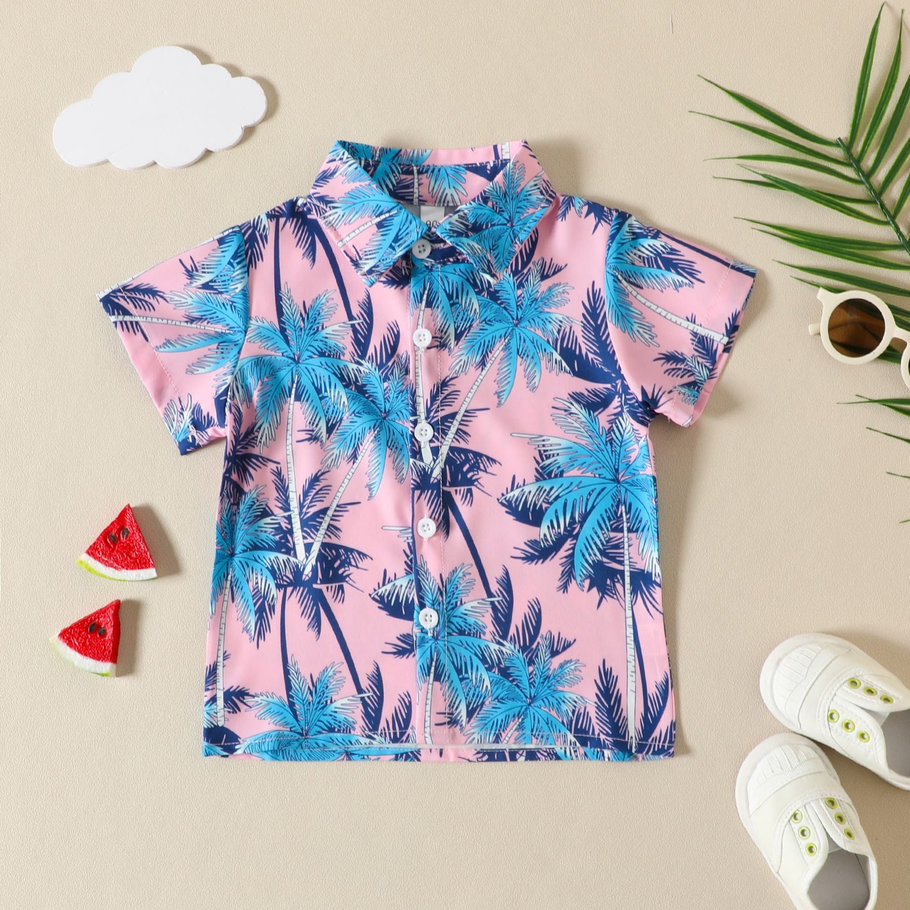 Wholesale Cotton Beach Style Printed Shirt and Shorts Set