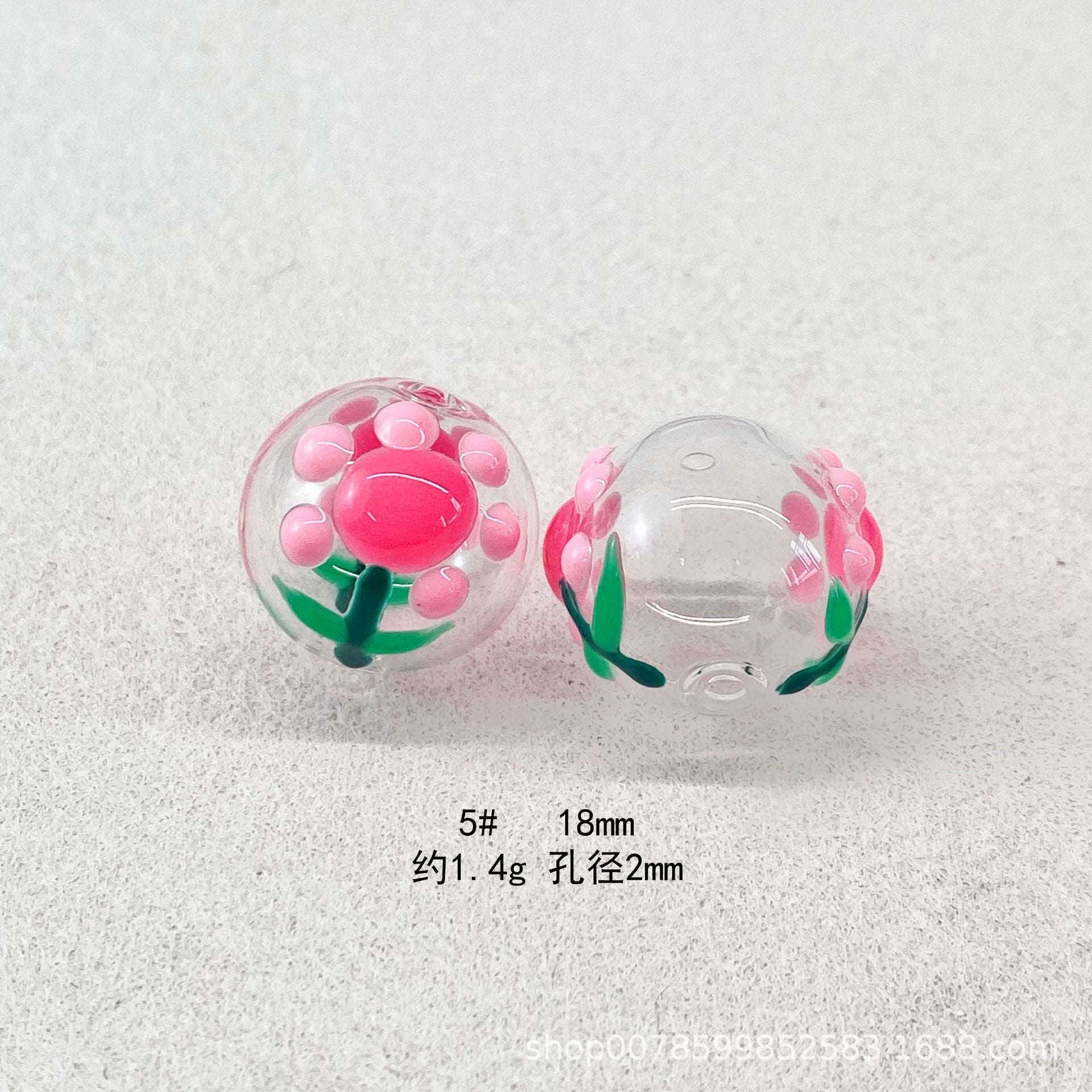 Wholesale 10pcs Transparent hollow glass heart-shaped polka dot hand-painted flower beads