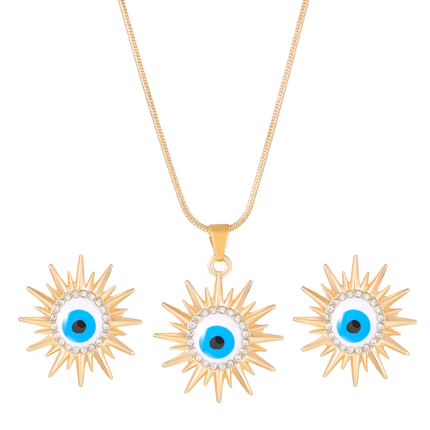 Wholesale Devil's Eye Alloy Necklace Earring Set