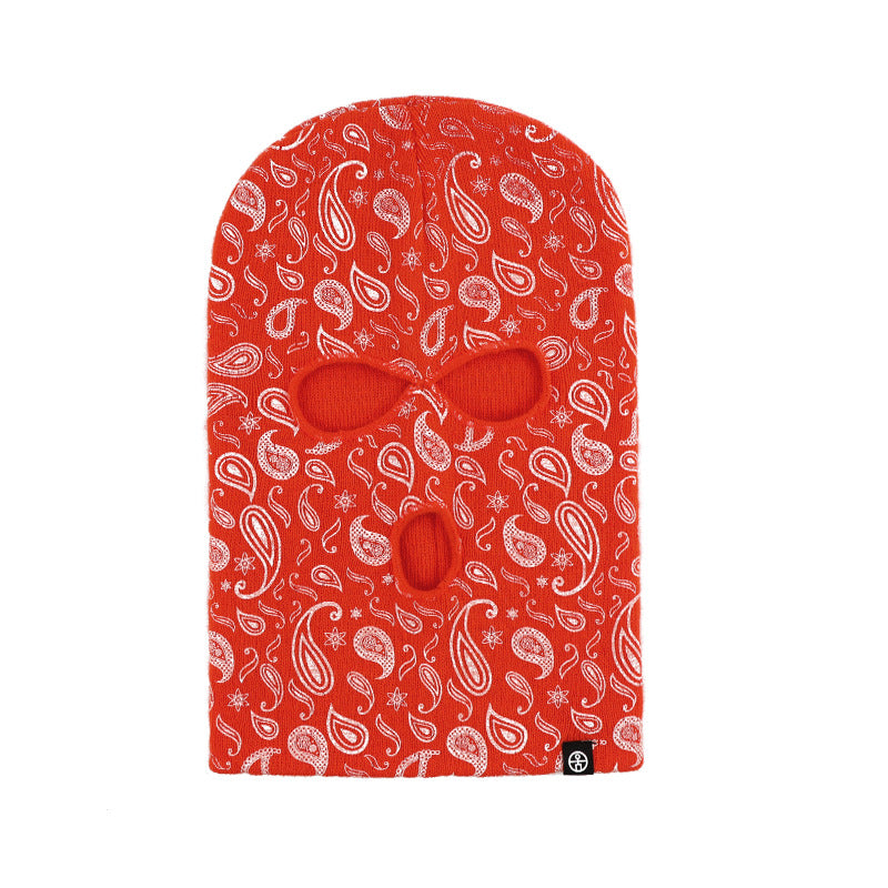 Wholesale Warm Knitted Hat Cashew Flower Three Hole Ear Protection Coldproof Cycling Mask