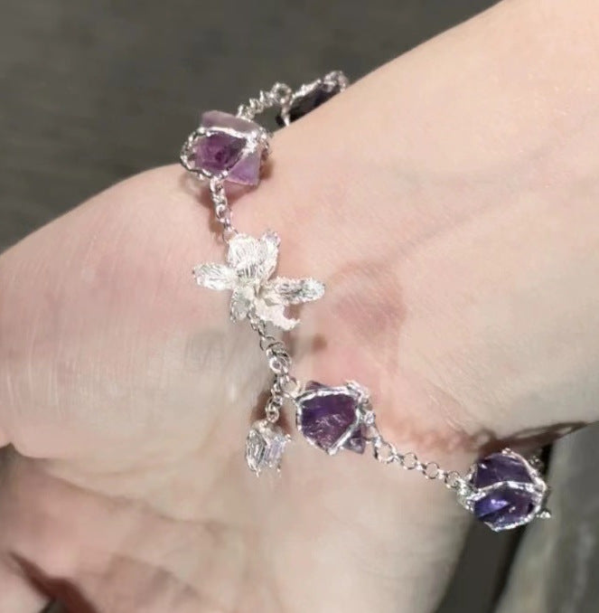 Wholesale New Chinese forest style hand-woven colorful flower bracelet irregular natural stone bracelet