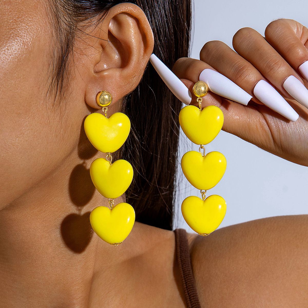 Wholesale  Red Love Velvet Heart-shaped Peach Heart Earrings