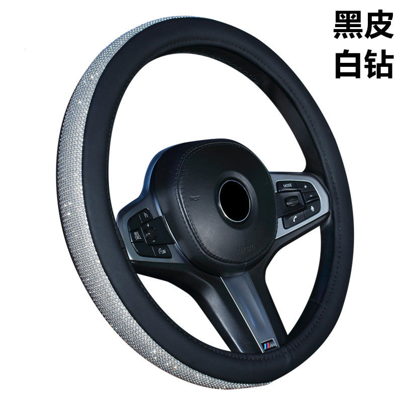 Wholesale Faux Leather Diamond Car Steering Wheel Cover