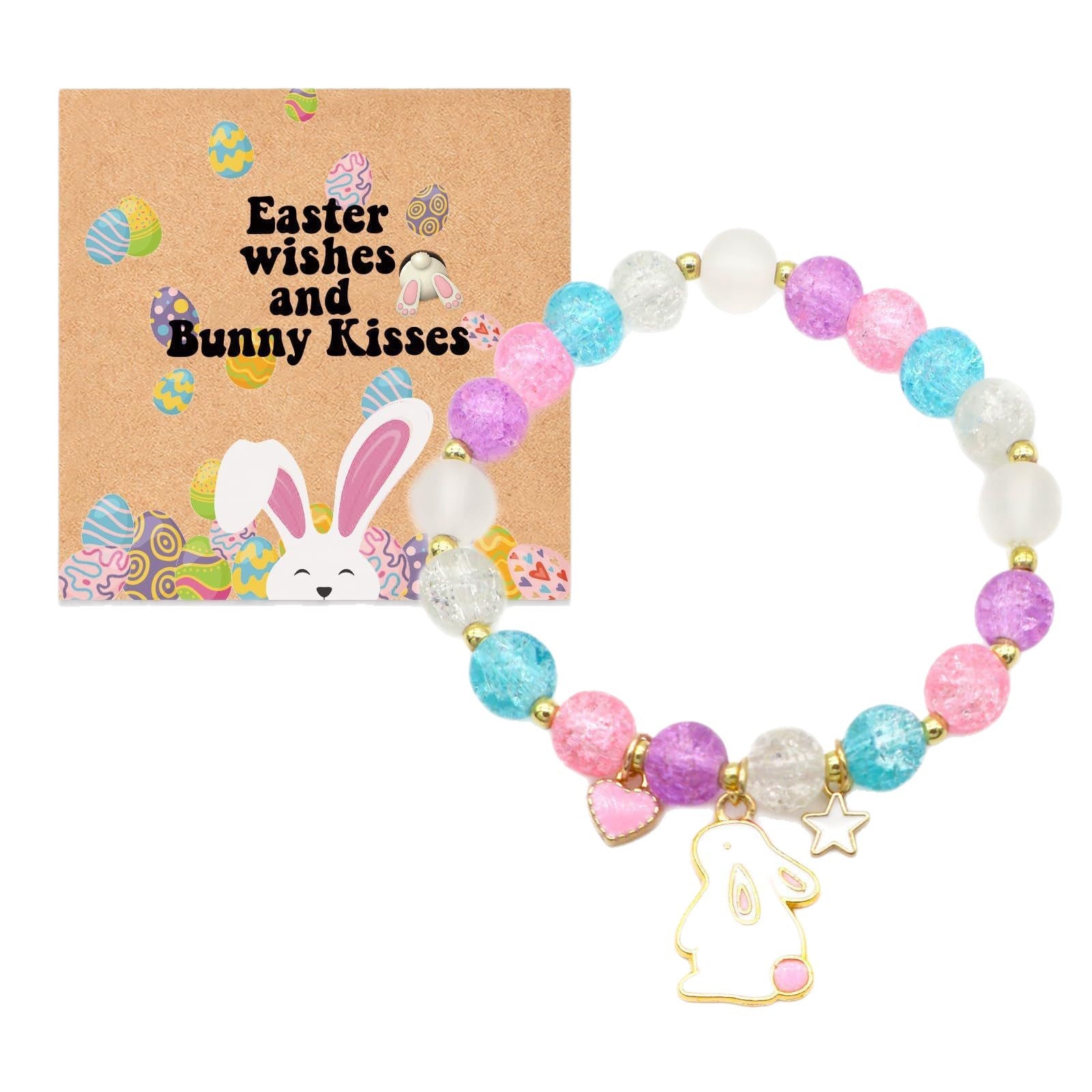 Wholesale Easter Pink Tail Rabbit Pendant Explosion Bead Bracelet