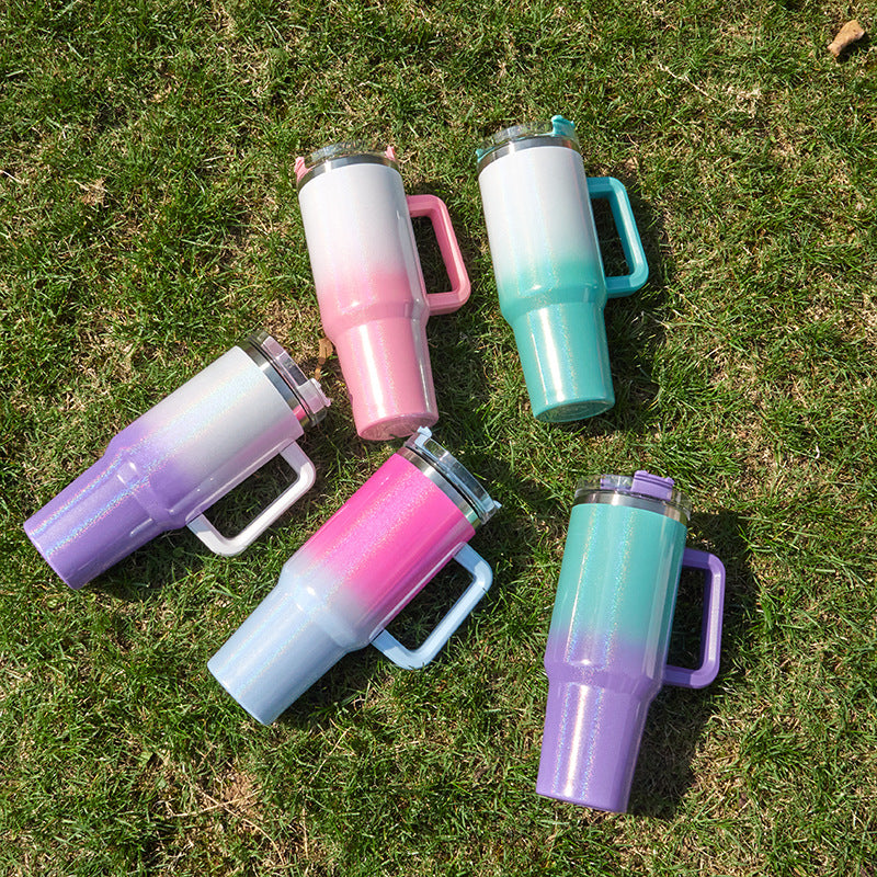 Wholesale 40oz Car Cup Stainless Steel Insulated Car Water Cup Rainbow Paint Ice Bullies Cup