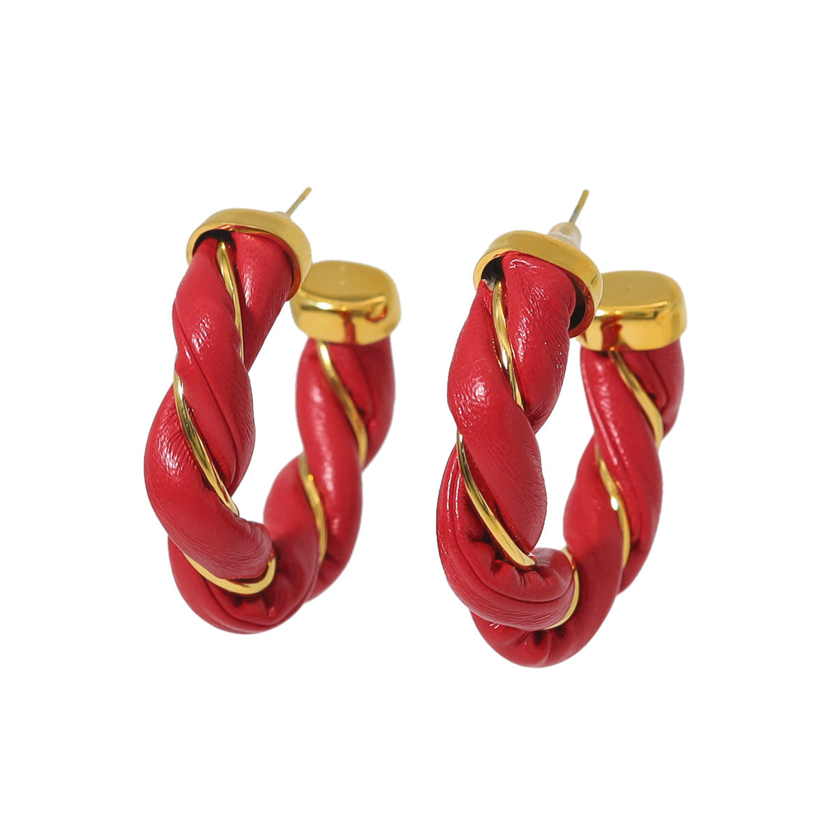 Wholesale 18K Gold-plated Titanium Steel Twist Pattern C-shaped Stud Earrings