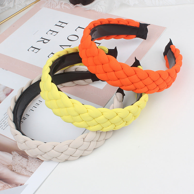 Wholesale Twist Braid Wide-brimmed Hairband Solid Color Headband