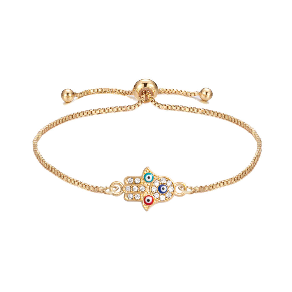 Wholesale Evil Eye Adjustable Pull Bracelet