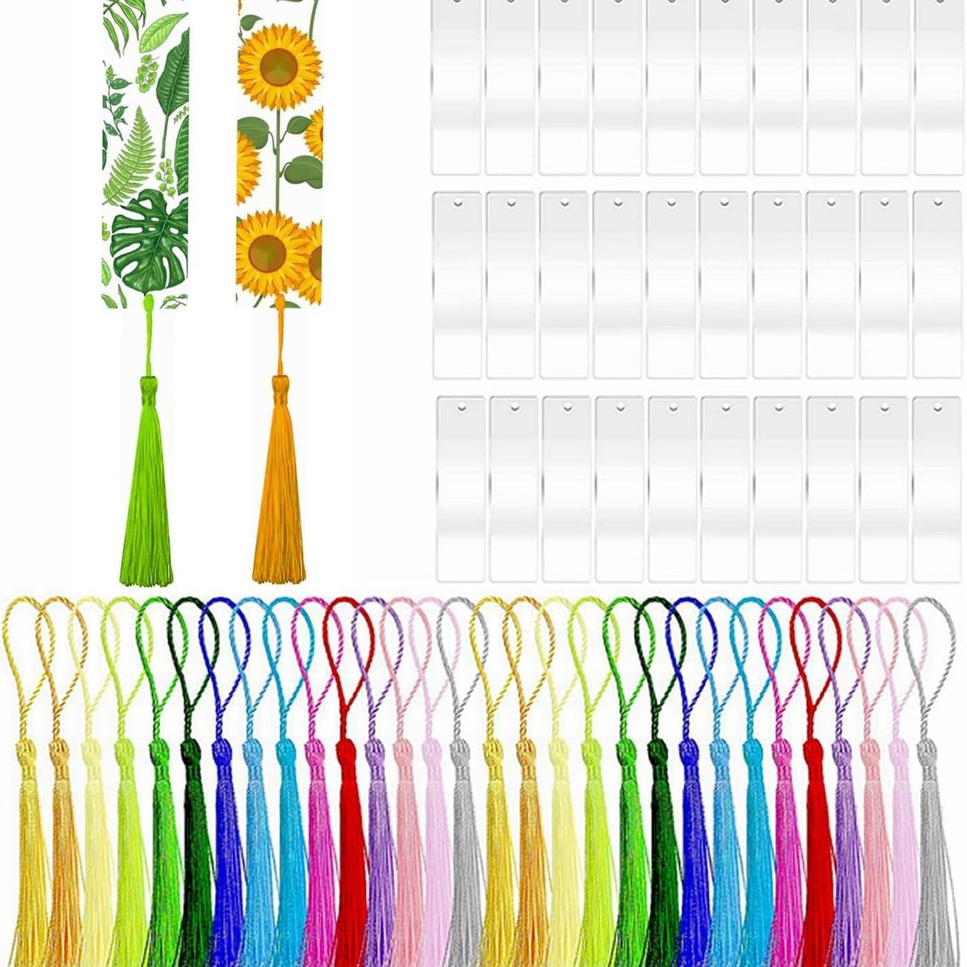 Wholesale 30pcs blank transparent acrylic tassel decorative bookmark