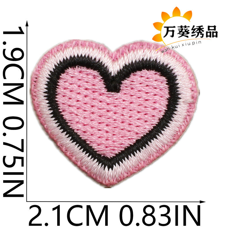 Wholesale Cute Heart Fruit Embroidered Patches Small Polyester Thread Sew On Clothing Appliques DIY Bag Charm Gift Accessory