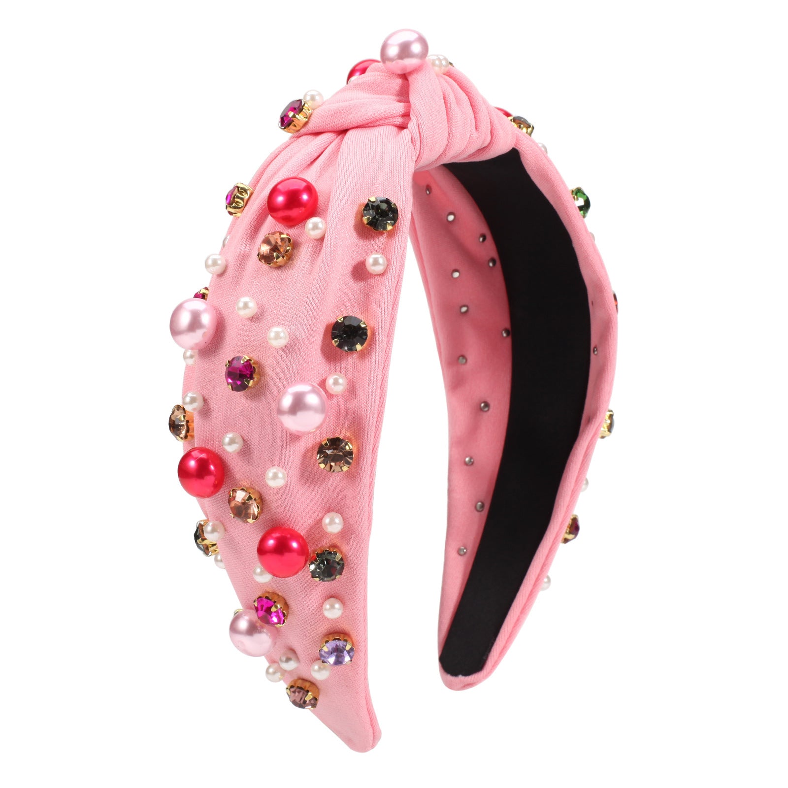 Wholesale Valentine's Day Wide Pink and Red Headband with Rhinestones and Pearls