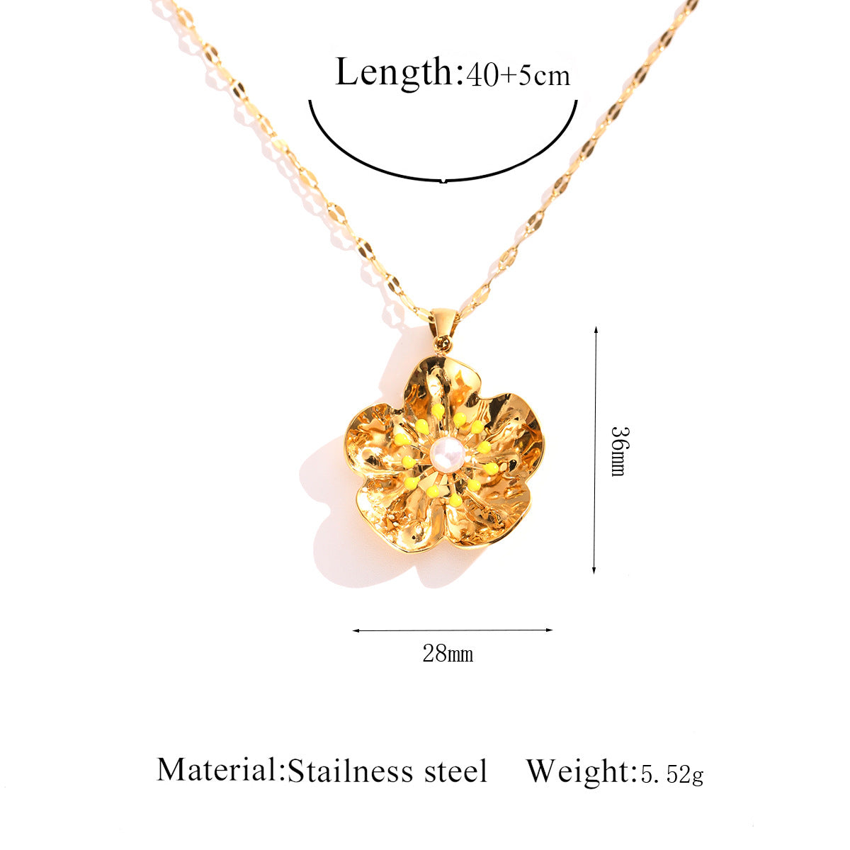 Wholesale gold flower necklace stainless steel plated pendant light luxury necklace