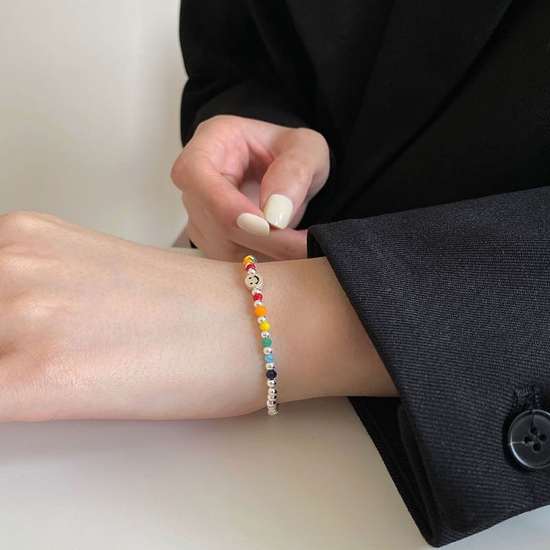 Wholesale Smiley Rainbow Bear Heart Beaded Bracelet