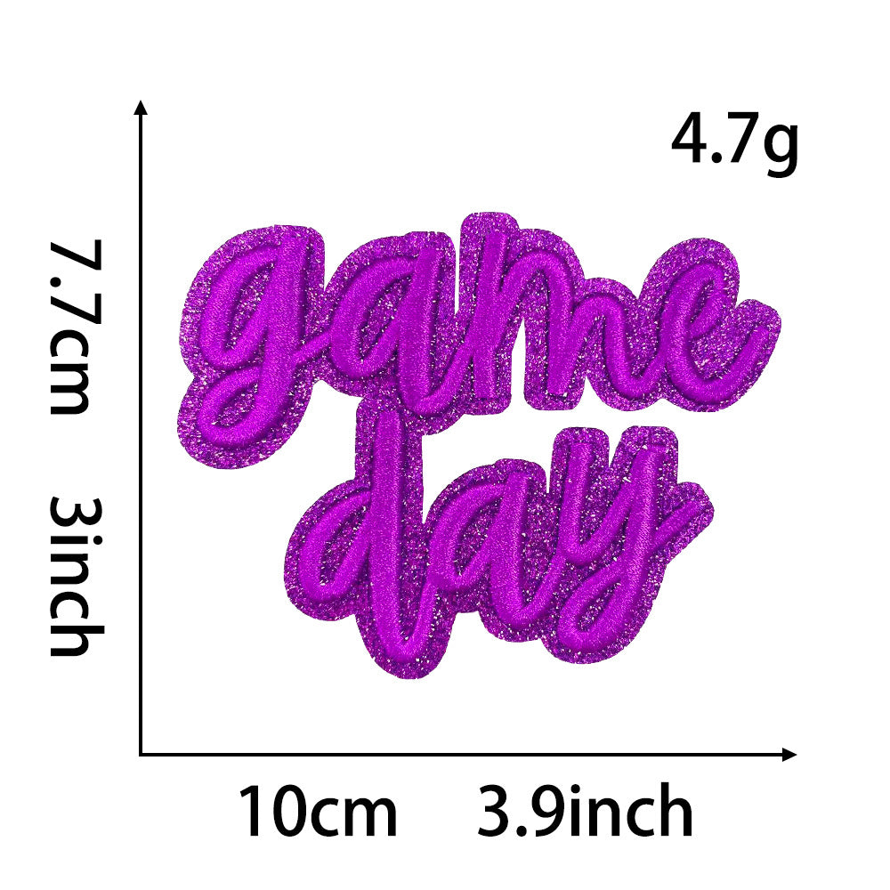 Wholesale Gameday Football Glitter Embroidered Patch 10Cm DIY Iron On Applique For et Party Craft Supply