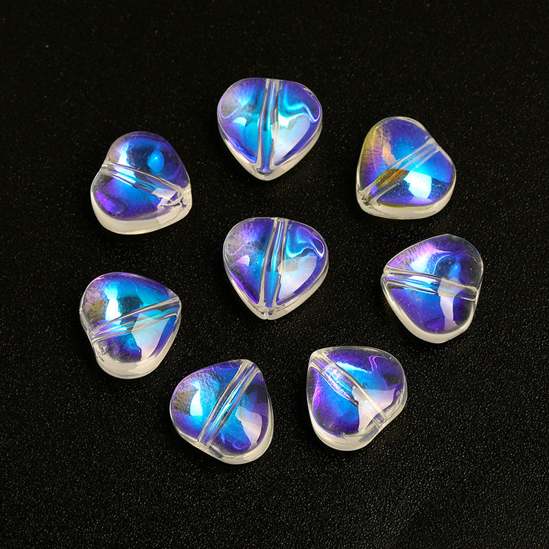 Wholesale 100pcs Heart-shaped Glass 8mm Straight Hole Jelly Colored Peach Heart DIY Beads