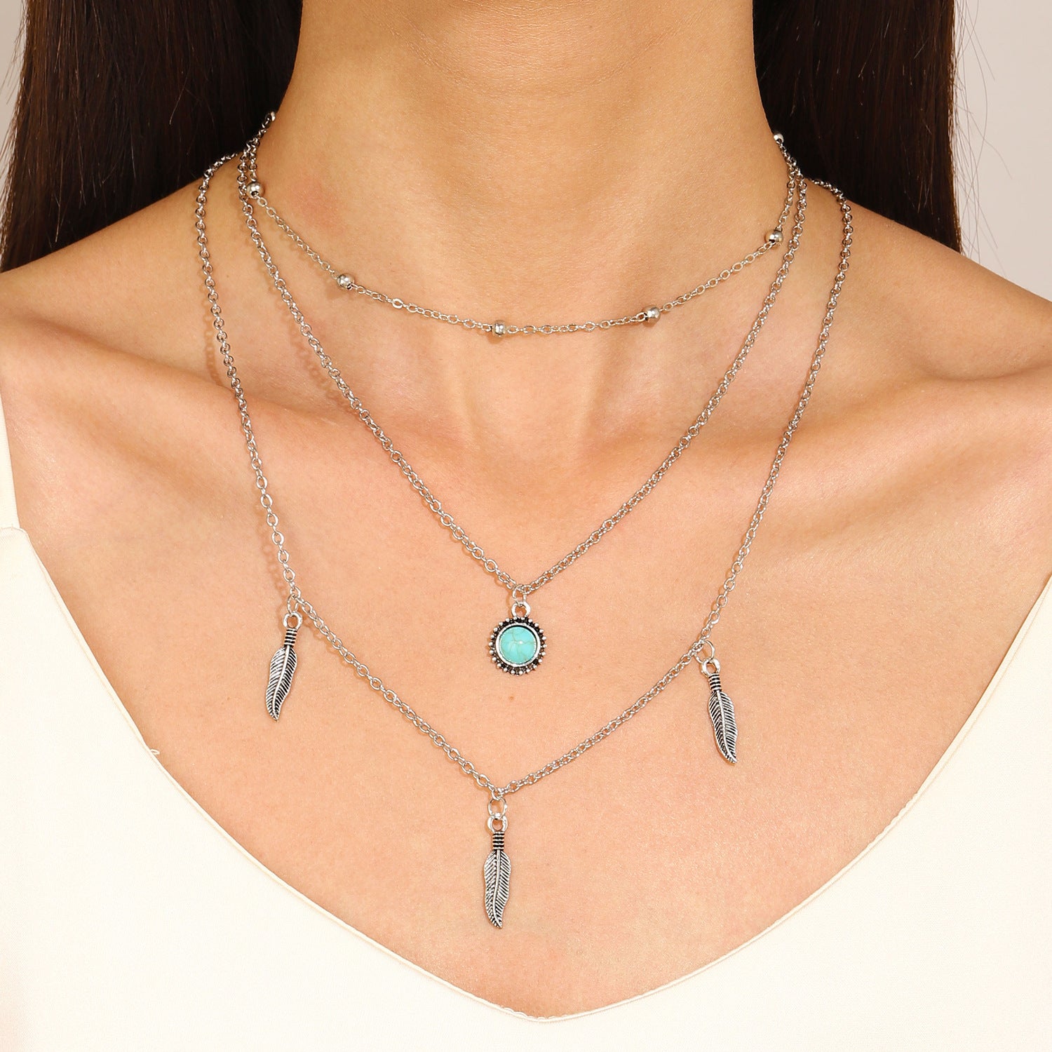 Wholesale Cracked Pine Stone Bohemian Snail Peach Heart Pendant Necklace